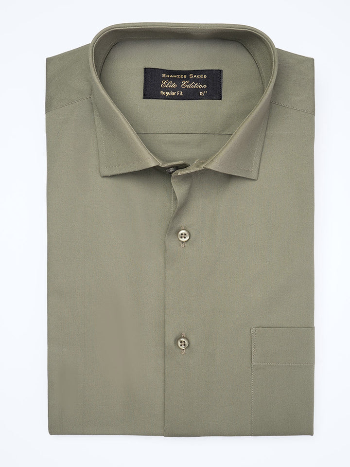 Army Green Plain, Cutaway Collar, Elite Edition, Men’s Formal Shirt  (FS-1923)