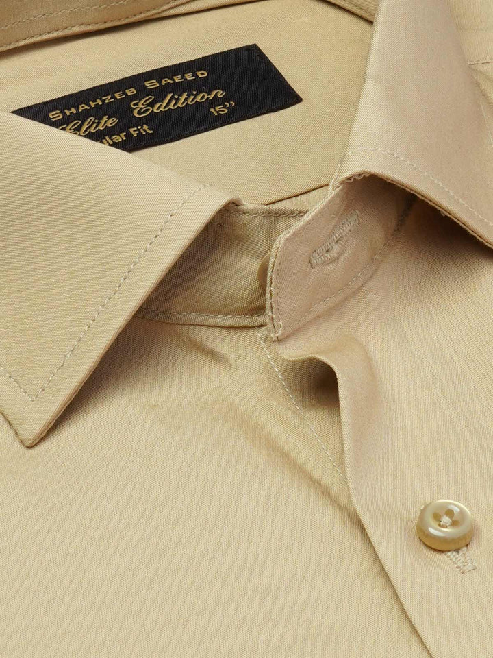 Khaki Plain, Cutaway Collar, Elite Edition, Men’s Formal Shirt  (FS-1929)