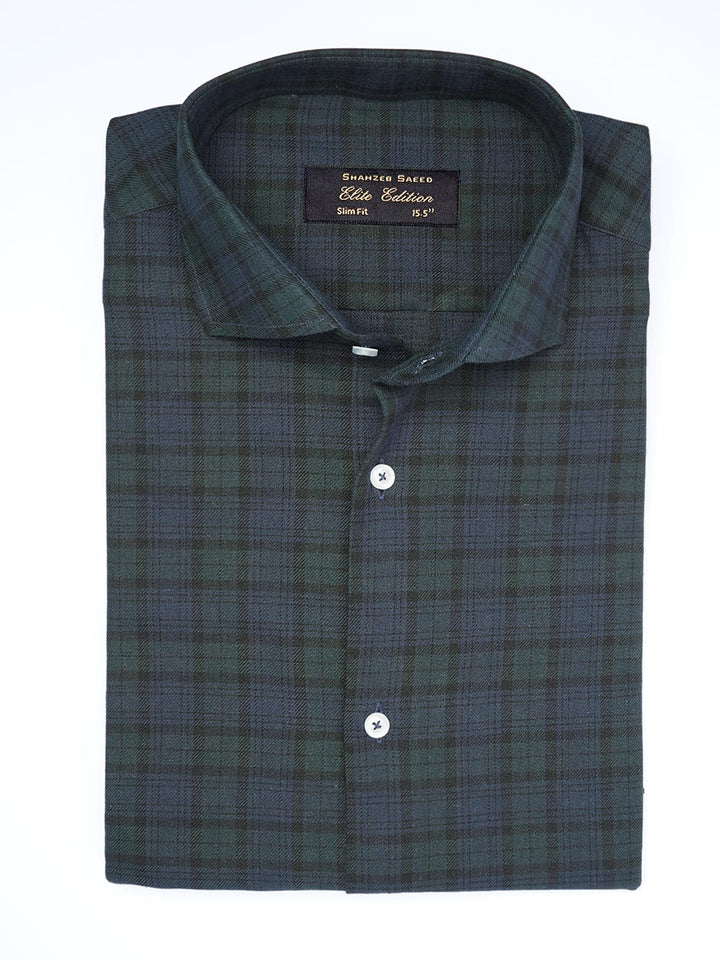 Navy & Dark Green Checkered, Elite Edition, Cutaway Collar Men’s Formal Shirt (FS-1960)