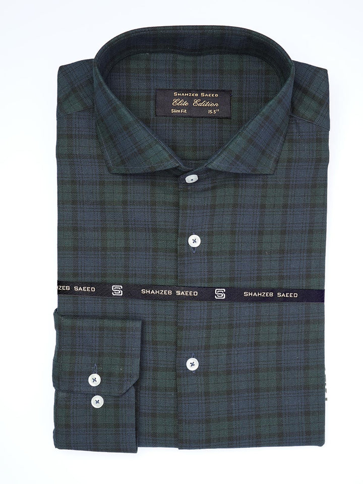 Navy & Dark Green Checkered, Elite Edition, Cutaway Collar Men’s Formal Shirt (FS-1960)