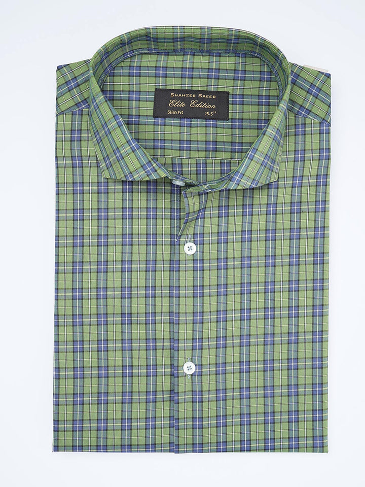 Green & Blue Checkered, Elite Edition, Cutaway Collar Men’s Formal Shirt (FS-1962)