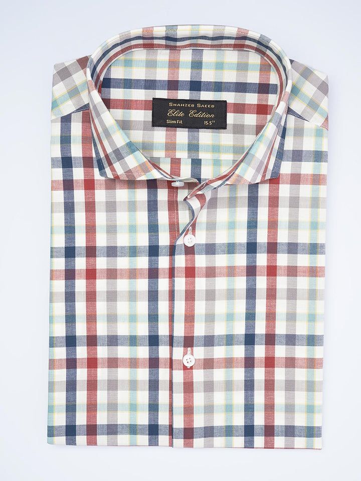 Multi Colour Checkered, Elite Edition, Cutaway Collar Men’s Formal Shirt (FS-1966)