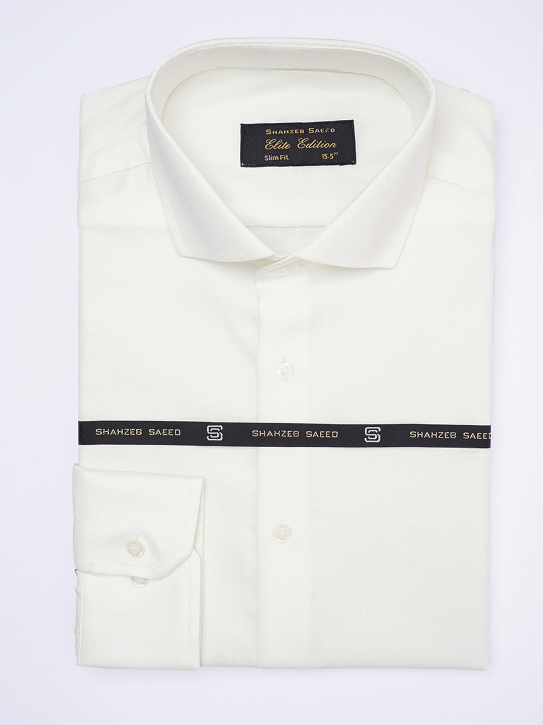 White Textured, Cutaway Collar, Elite Edition, Men’s Formal Shirt  (FS-1983)