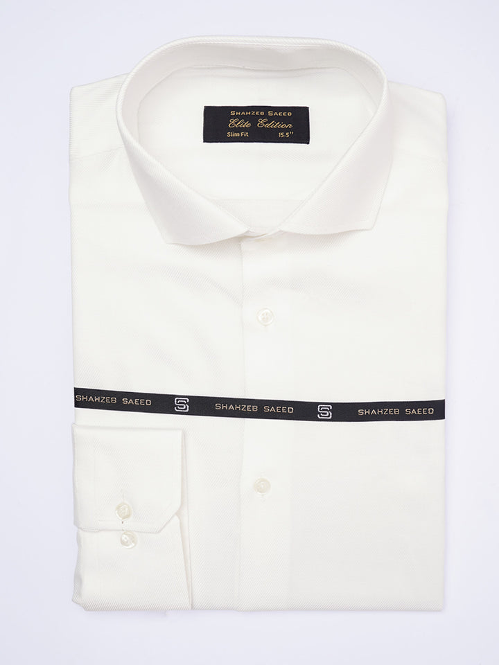 White Self, Cutaway Collar, Elite Edition, Men’s Formal Shirt  (FS-1985)