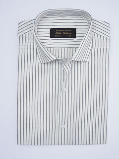 Black & White Self Striped, Elite Edition, Cutaway Collar Men’s Formal Shirt (FS-2004)