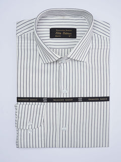 Black & White Self Striped, Elite Edition, Cutaway Collar Men’s Formal Shirt (FS-2004)