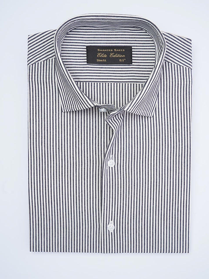 Dark Navy Self Striped, Elite Edition, Cutaway Collar Men’s Formal Shirt (FS-2009)