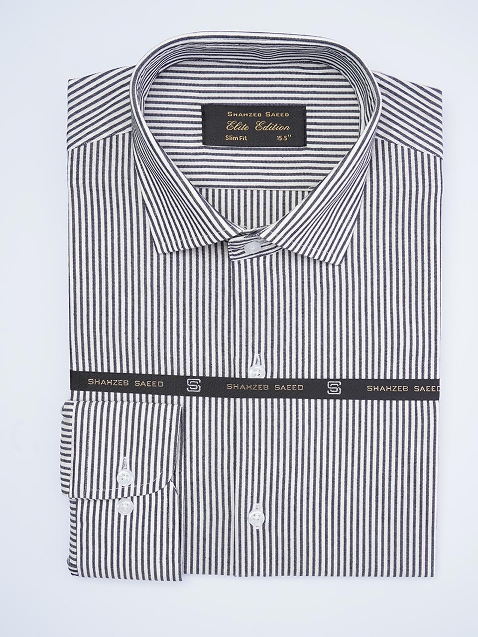 Dark Navy Self Striped, Elite Edition, Cutaway Collar Men’s Formal Shirt (FS-2009)