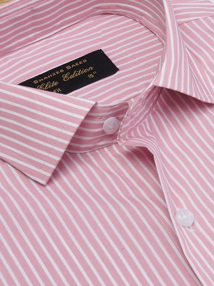 Pink Self Striped, Elite Edition, Cutaway Collar Men’s Formal Shirt (FS-2010)