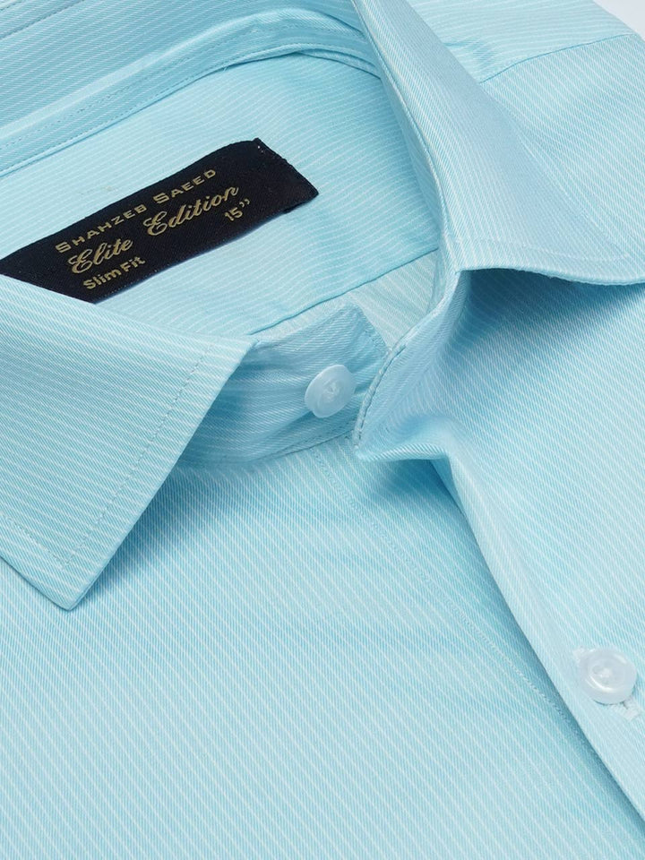 Sky Blue Self Striped, Elite Edition, Cutaway Collar Men’s Formal Shirt (FS-2011)