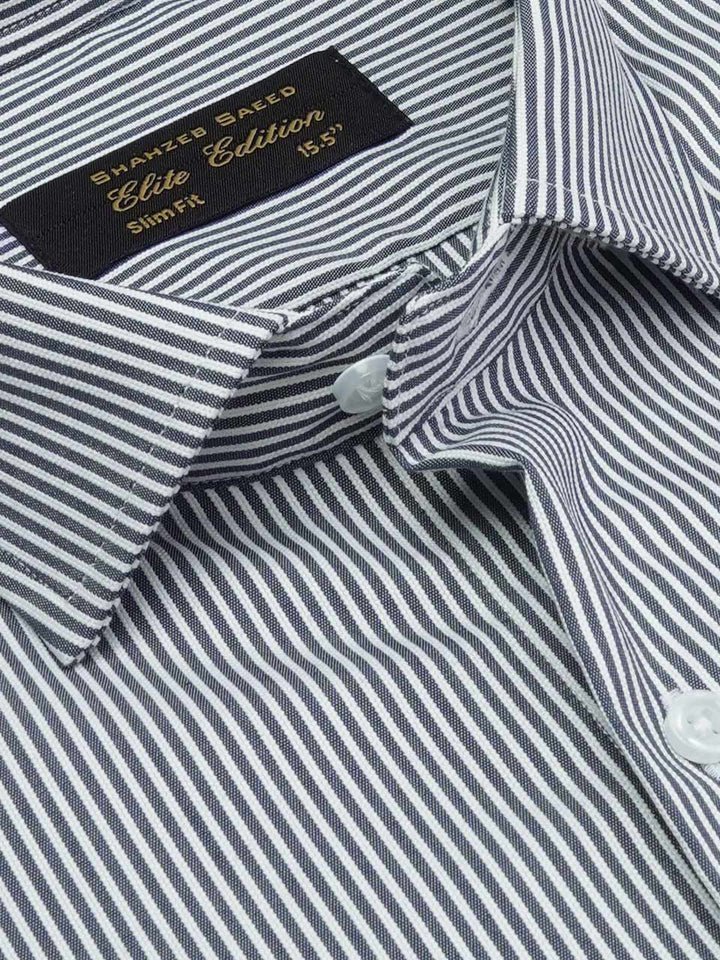 Navy Blue Self Striped, Elite Edition, Cutaway Collar Men’s Formal Shirt (FS-2012)