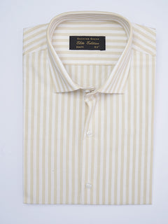 Beige Self Striped, Elite Edition, Cutaway Collar Men’s Formal Shirt (FS-2013)