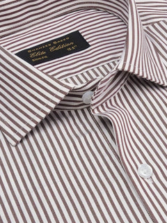 Brown Self Striped, Elite Edition, Cutaway Collar Men’s Formal Shirt (FS-2016)