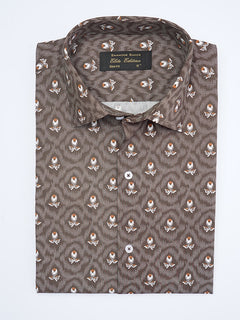 Brown Printed, Elite Edition, French Collar Men’s Formal Shirt (FS-2019)