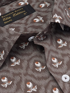 Brown Printed, Elite Edition, French Collar Men’s Formal Shirt (FS-2019)