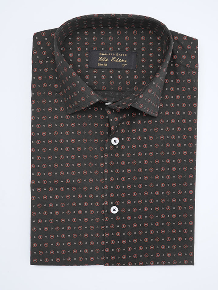 Black Printed, Elite Edition, French Collar Men’s Formal Shirt (FS-2023)