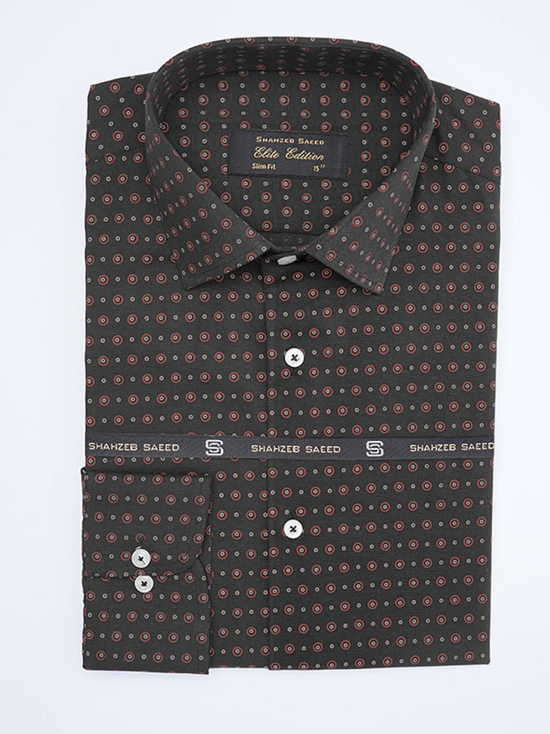 Black Printed, Elite Edition, French Collar Men’s Formal Shirt (FS-2023)