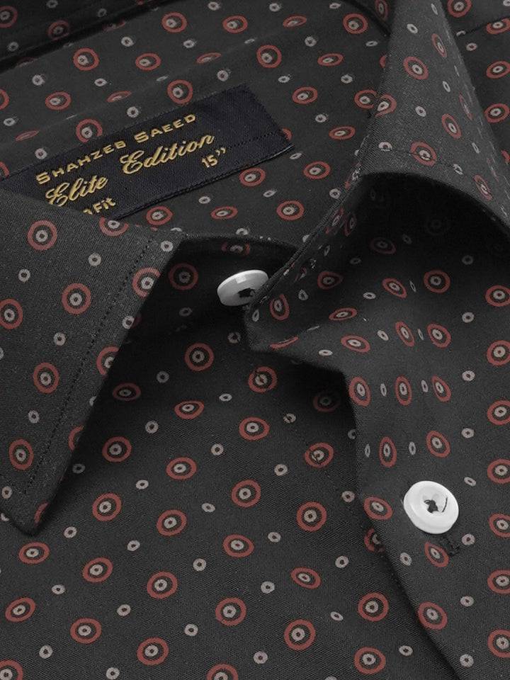 Black Printed, Elite Edition, French Collar Men’s Formal Shirt (FS-2023)