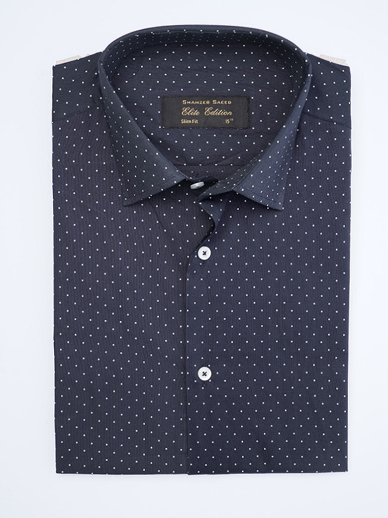 Navy Printed, Elite Edition, French Collar Men’s Formal Shirt (FS-2024)