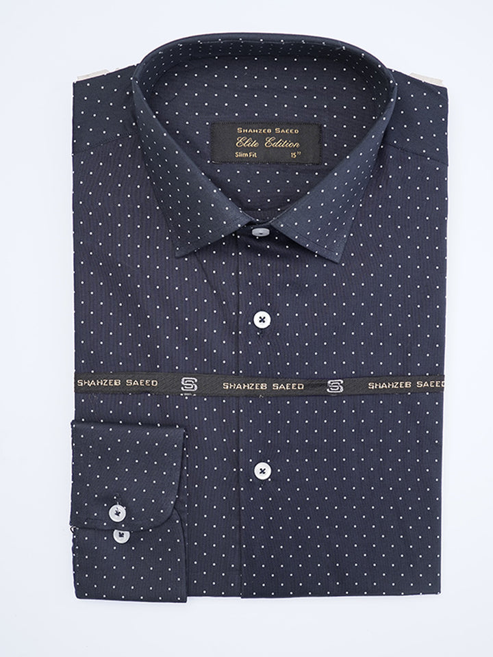 Navy Printed, Elite Edition, French Collar Men’s Formal Shirt (FS-2024)