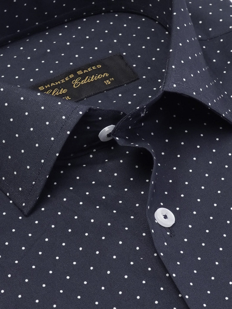 Navy Printed, Elite Edition, French Collar Men’s Formal Shirt (FS-2024)