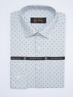 White & Black Printed, Elite Edition, French Collar Men’s Formal Shirt (FS-2025)