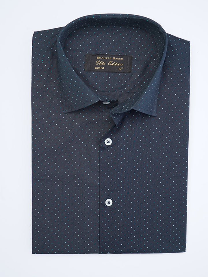 Navy Blue Printed, Elite Edition, French Collar Men’s Formal Shirt (FS-2026)