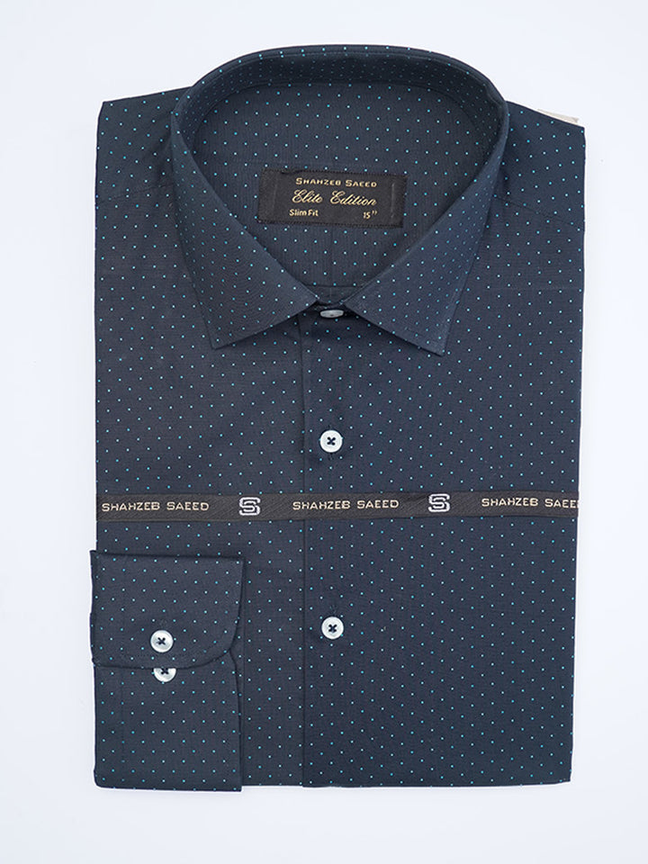 Navy Blue Printed, Elite Edition, French Collar Men’s Formal Shirt (FS-2026)