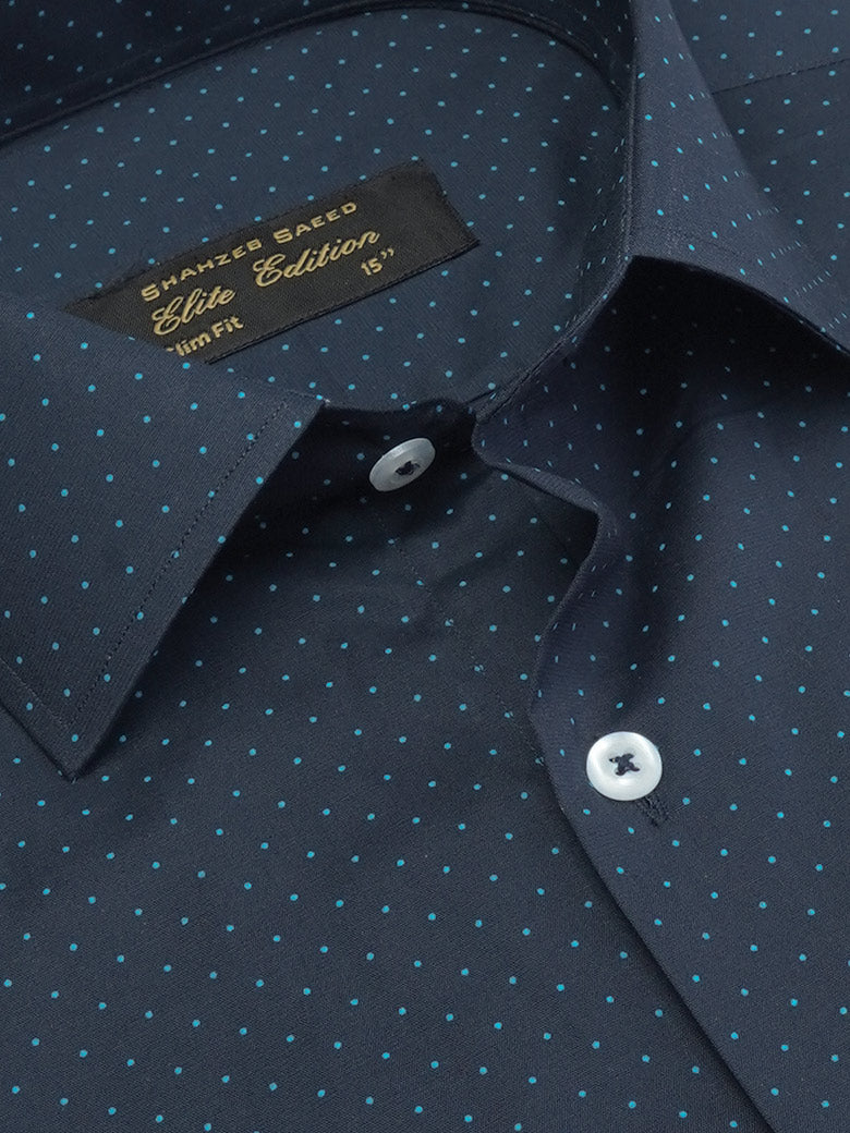 Navy Blue Printed, Elite Edition, French Collar Men’s Formal Shirt (FS-2026)