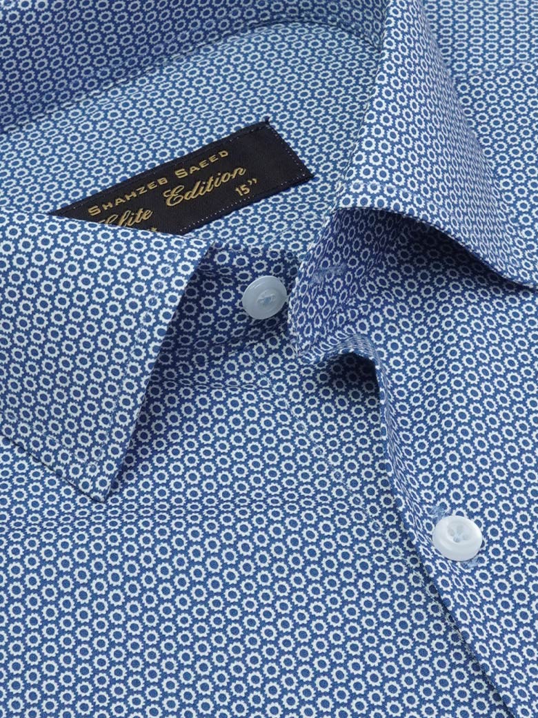 Blue Printed, Elite Edition, French Collar Men’s Formal Shirt (FS-2027)