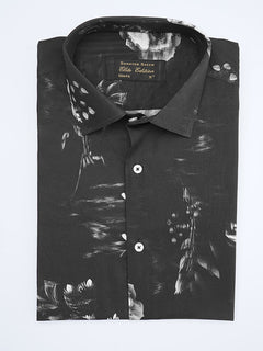 Black Printed, Elite Edition, French Collar Men’s Formal Shirt (FS-2029)