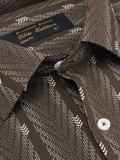 Dark Brown Printed, Elite Edition, French Collar Men’s Formal Shirt (FS-2035)