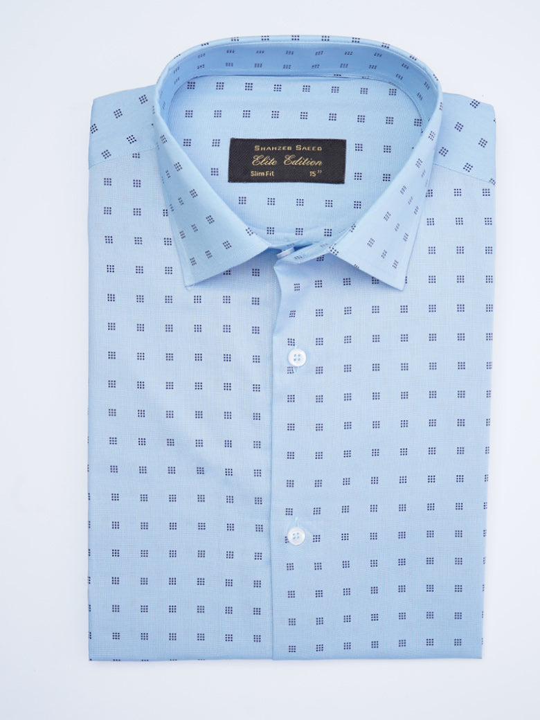 Light Blue Printed, Elite Edition, French Collar Men’s Formal Shirt (FS-2036)