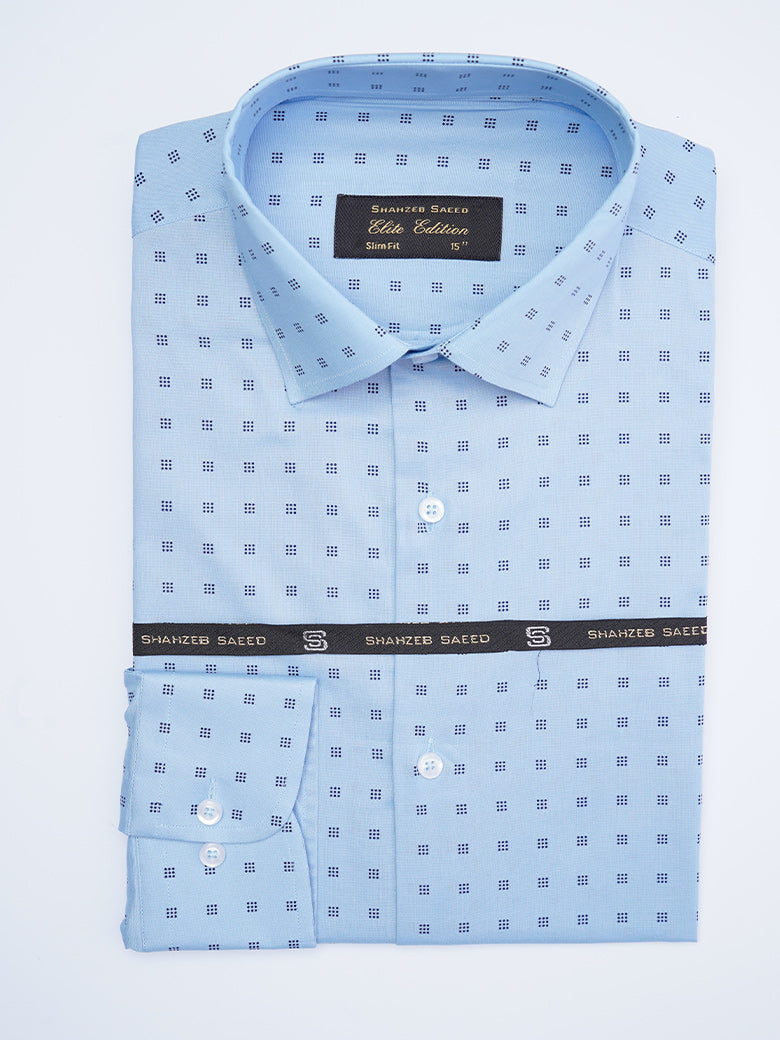 Light Blue Printed, Elite Edition, French Collar Men’s Formal Shirt (FS-2036)