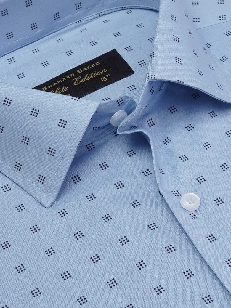 Light Blue Printed, Elite Edition, French Collar Men’s Formal Shirt (FS-2036)