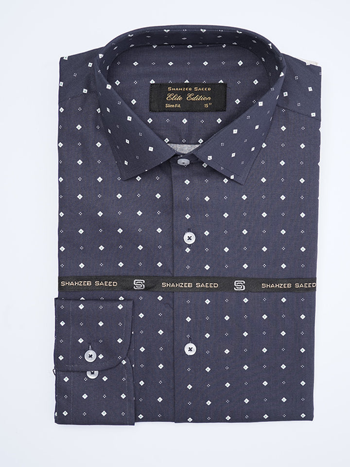 Dark Blue Printed, Elite Edition, French Collar Men’s Formal Shirt (FS-2038)