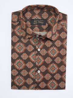 Brown Printed, Elite Edition, French Collar Men’s Formal Shirt (FS-2039)