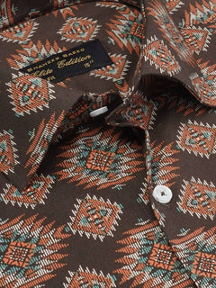 Brown Printed, Elite Edition, French Collar Men’s Formal Shirt (FS-2039)