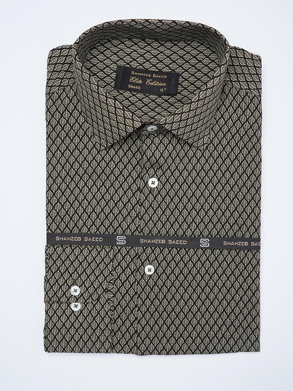 Black Printed, Elite Edition, French Collar Men’s Formal Shirt (FS-2044)