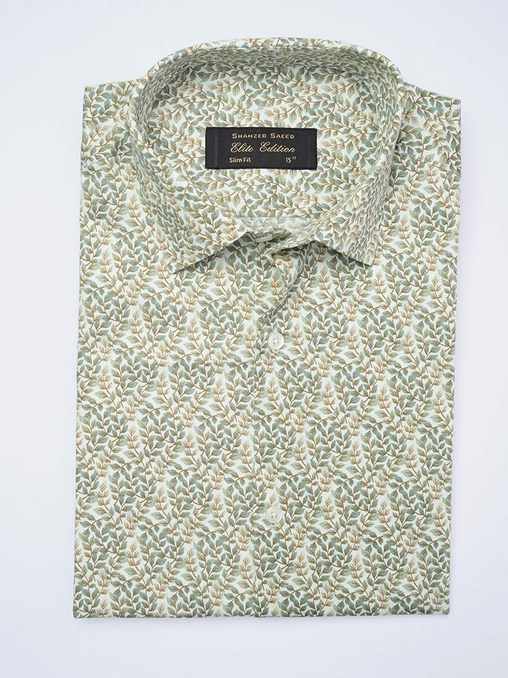 White Printed, Elite Edition, French Collar Men’s Formal Shirt (FS-2046)