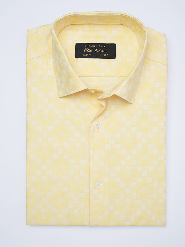 Yellow Printed, Elite Edition, French Collar Men’s Formal Shirt (FS-2047)