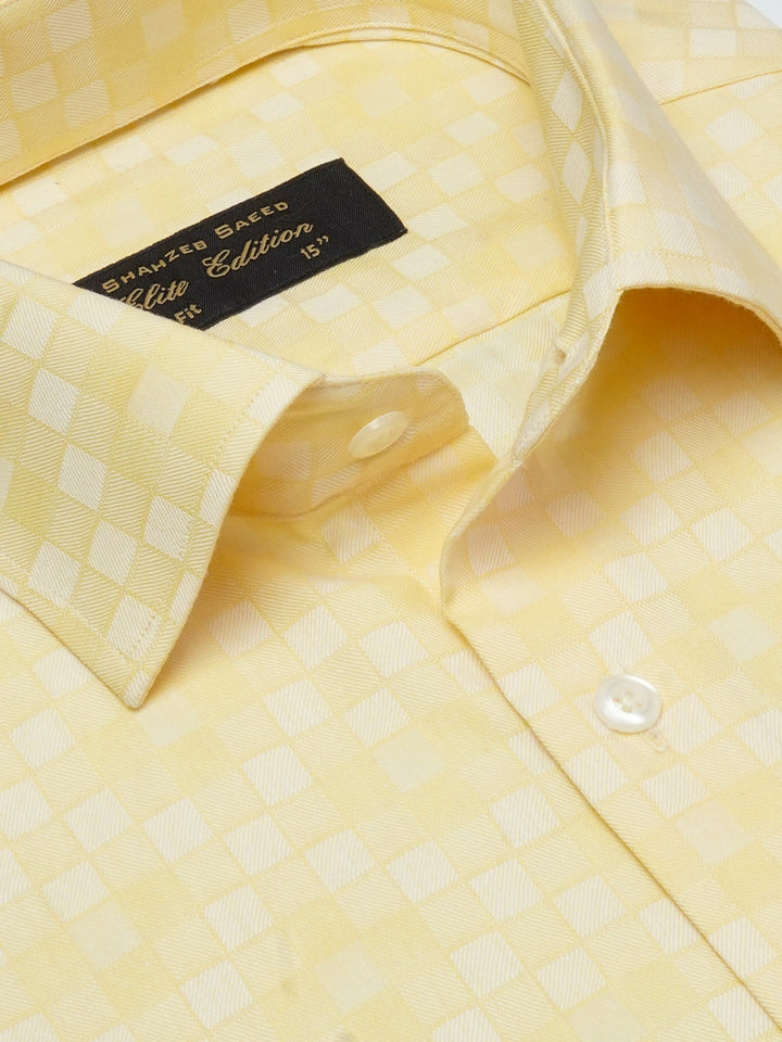 Yellow Printed, Elite Edition, French Collar Men’s Formal Shirt (FS-2047)