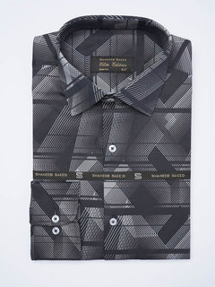 Navy Geomatric Printed, Elite Edition, French Collar Men’s Formal Shirt (FS-2049)