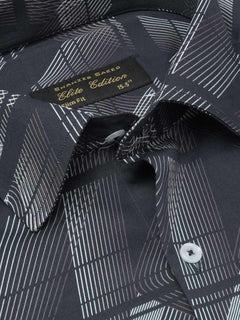 Navy Geomatric Printed, Elite Edition, French Collar Men’s Formal Shirt (FS-2049)