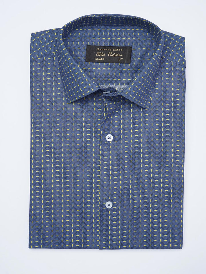 Blue Printed, Elite Edition, French Collar Men’s Formal Shirt (FS-2050)