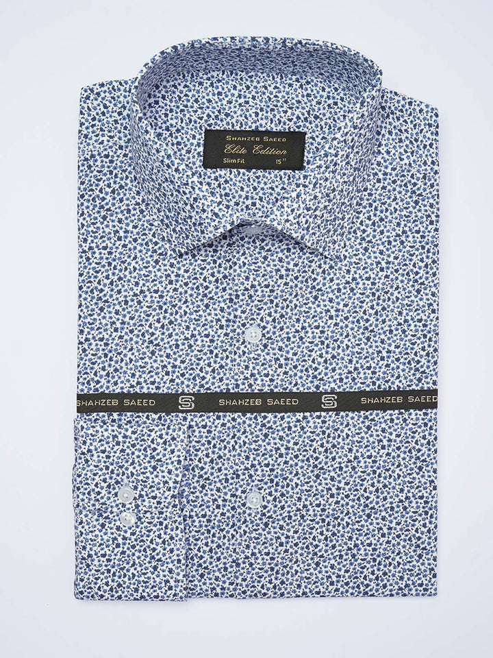 White Printed, Elite Edition, French Collar Men’s Formal Shirt (FS-2051)