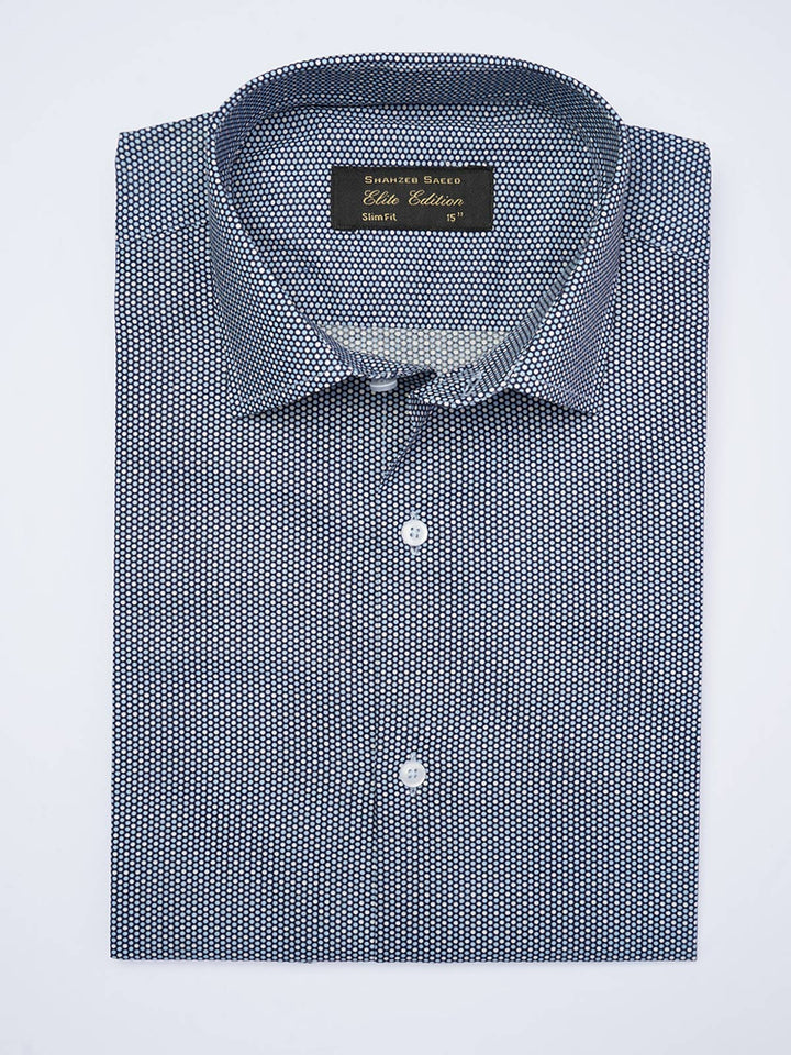 Navy Printed, Elite Edition, French Collar Men’s Formal Shirt (FS-2052)