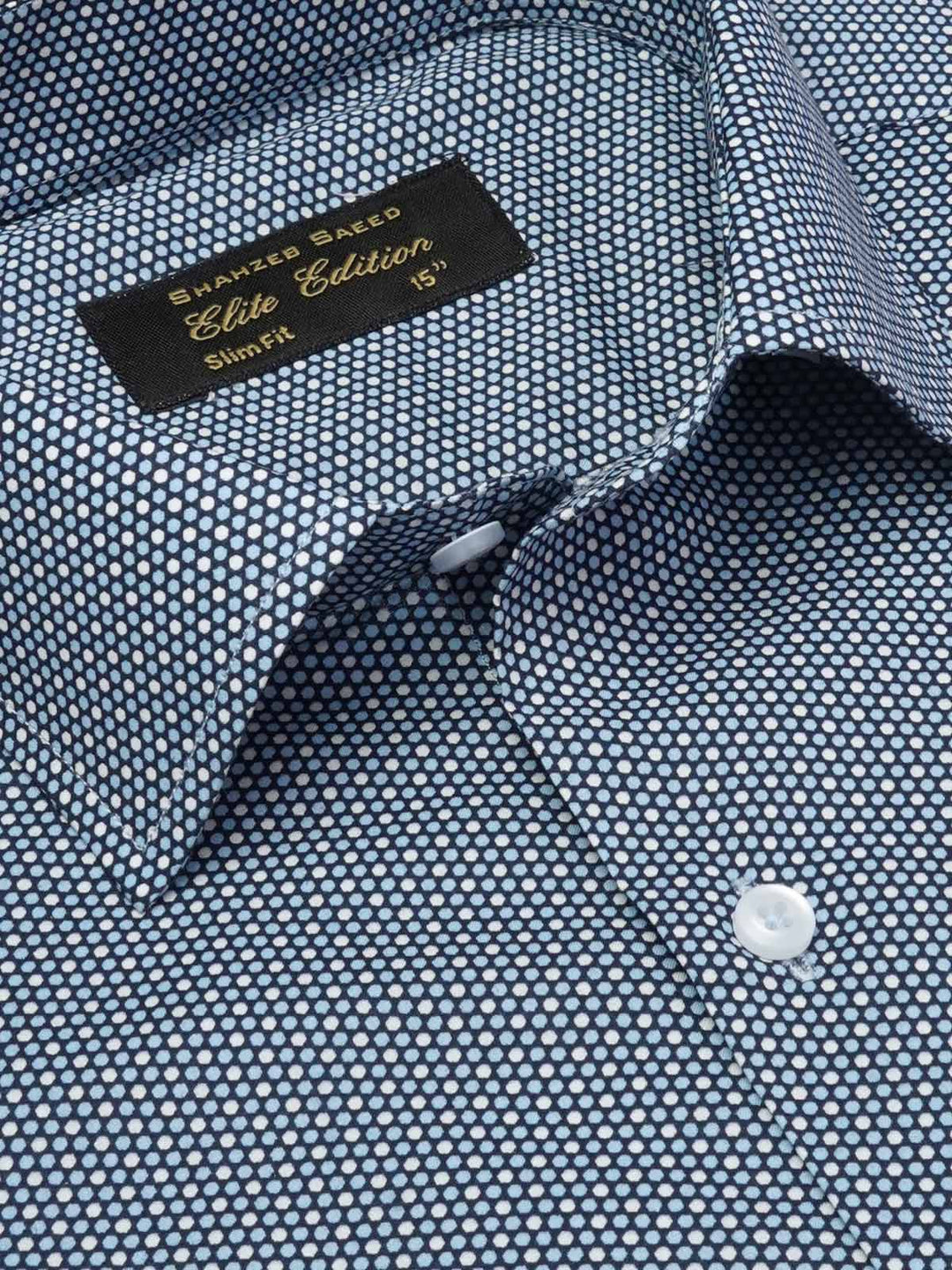 Navy Printed, Elite Edition, French Collar Men’s Formal Shirt (FS-2052)