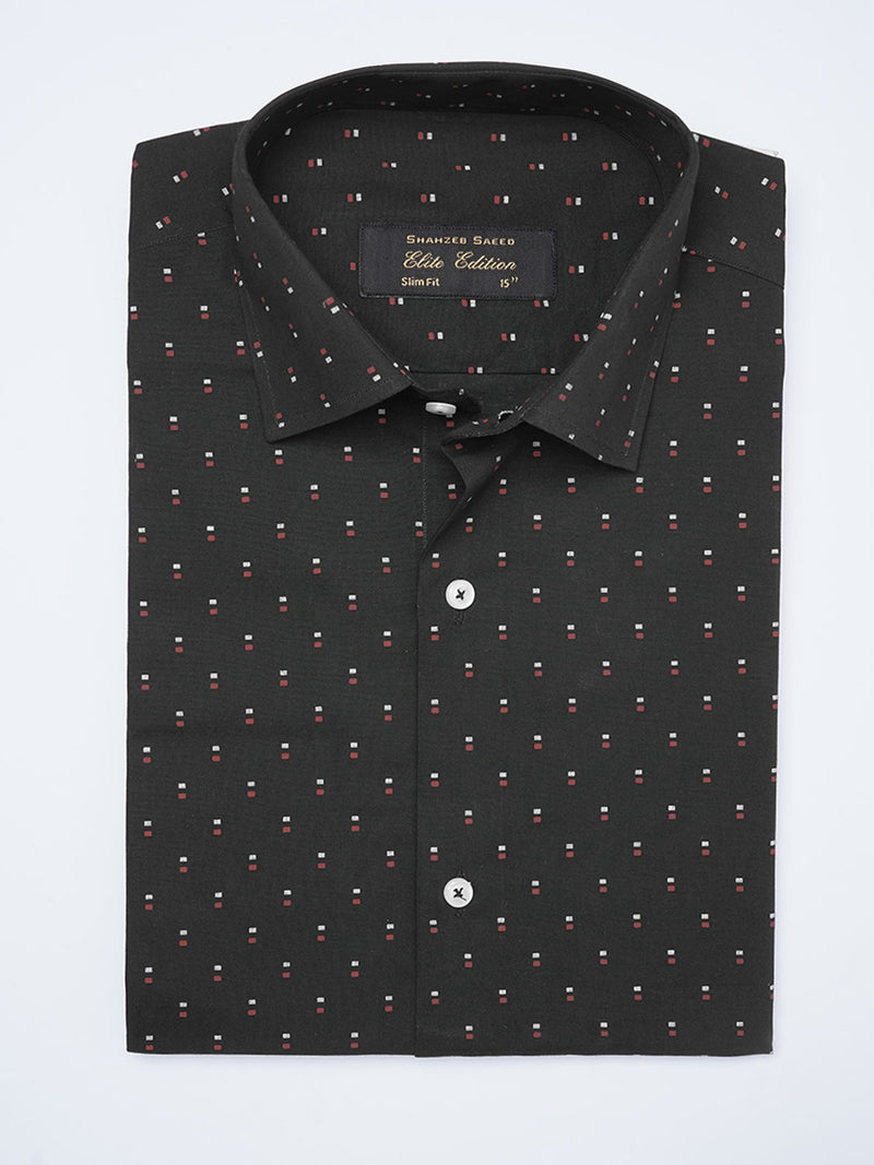 Black Printed, Elite Edition, French Collar Men’s Formal Shirt (FS-2053)