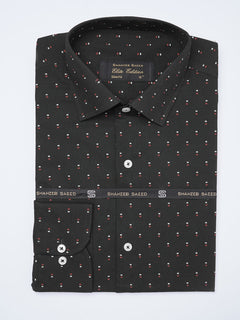 Black Printed, Elite Edition, French Collar Men’s Formal Shirt (FS-2053)